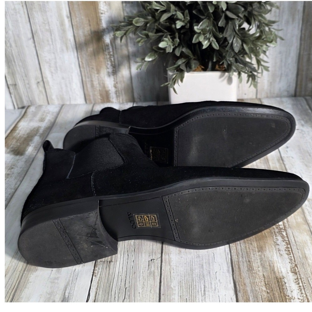 Aldo Mens Black Suede Chelsea Boots Almond Toe Ankle Booties Size 8 US 41 EUR - Picture 2 of 7